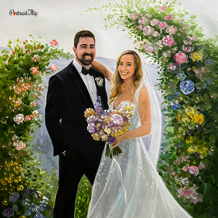 Hand-painted impasto portrait of a couple